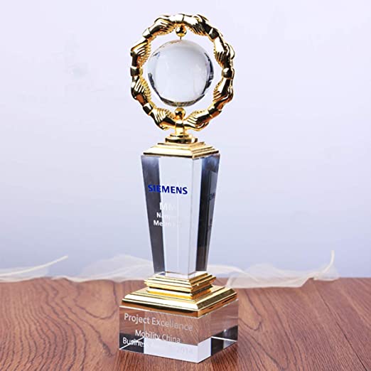 Troféu de metal personalizado de cristal troféu de competição troféu de cristal criativo personalizado lembrança personalizada