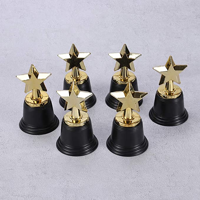 NUOBESTY 6 peças troféu Star Gold Award troféu de estrela de ouro para festas